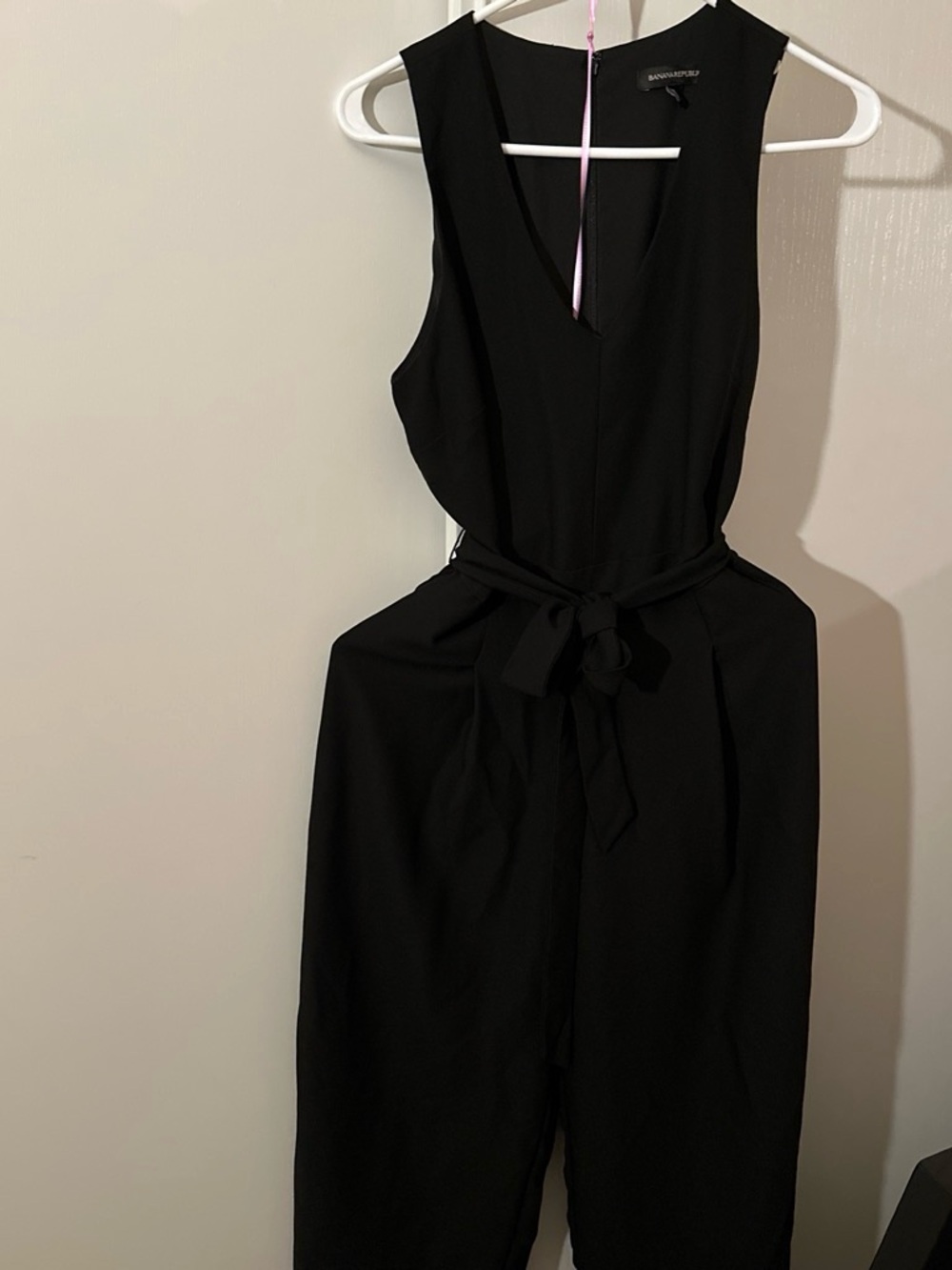 Banana Republic Black One-Shoulder Jumpsuit with Tie Waist